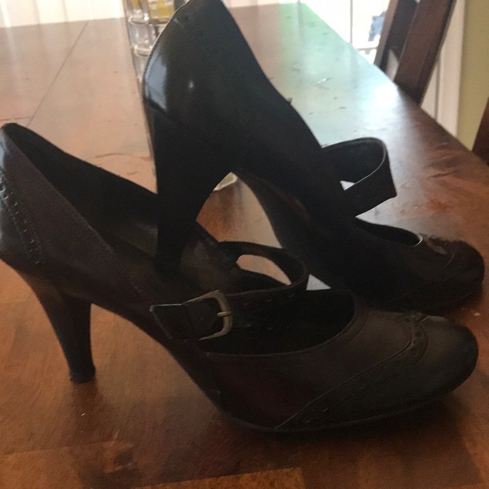 Purple and black heels